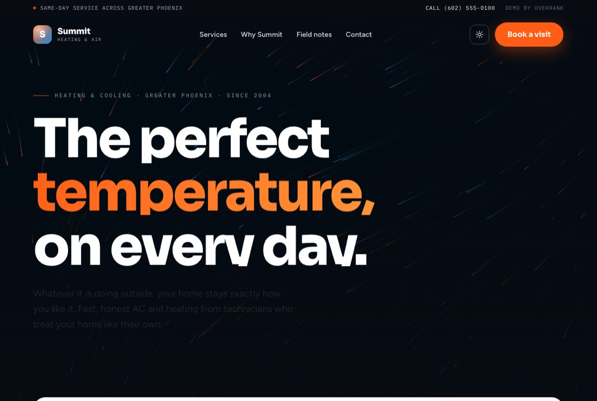 Preview of the Summit Heating & Air example website