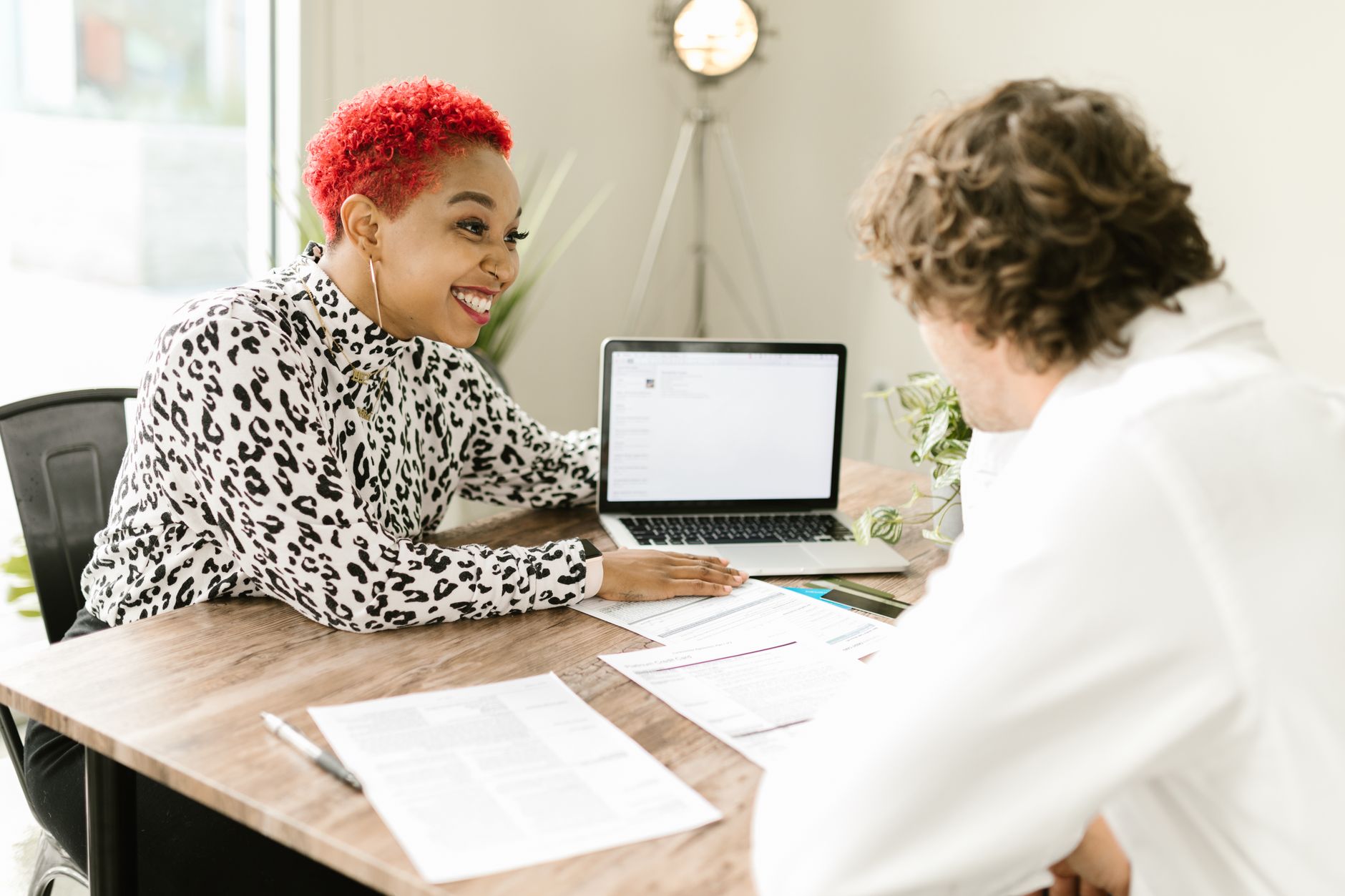 An accountant meeting a new client in the office