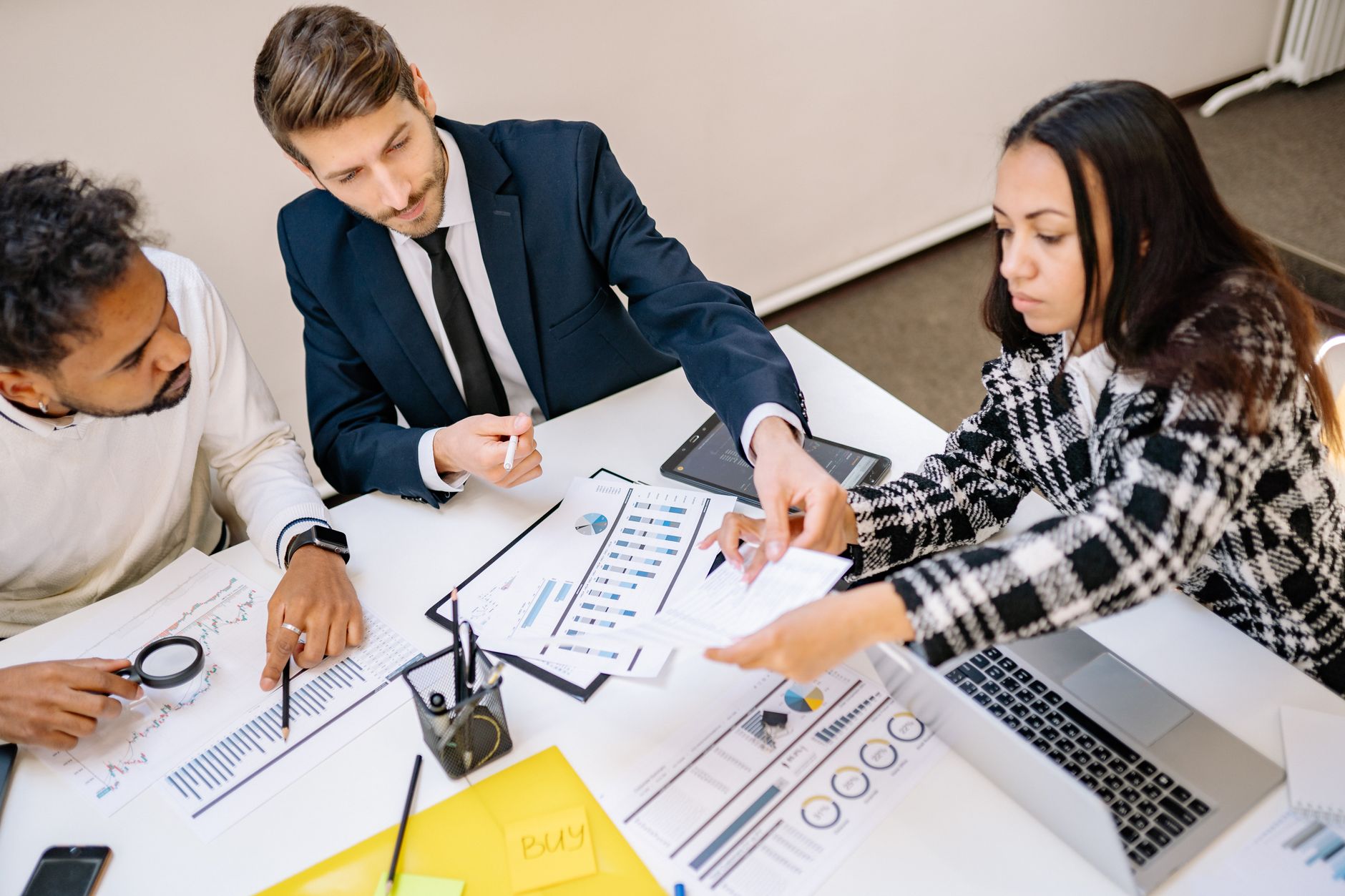 A franchise brand team planning together in an office