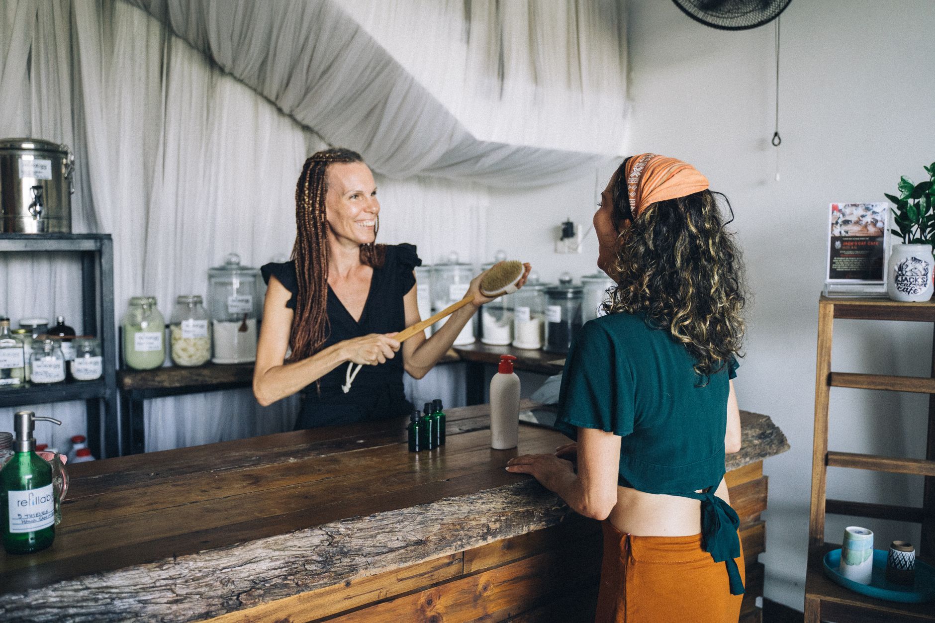 A customer being helped at a local franchise storefront