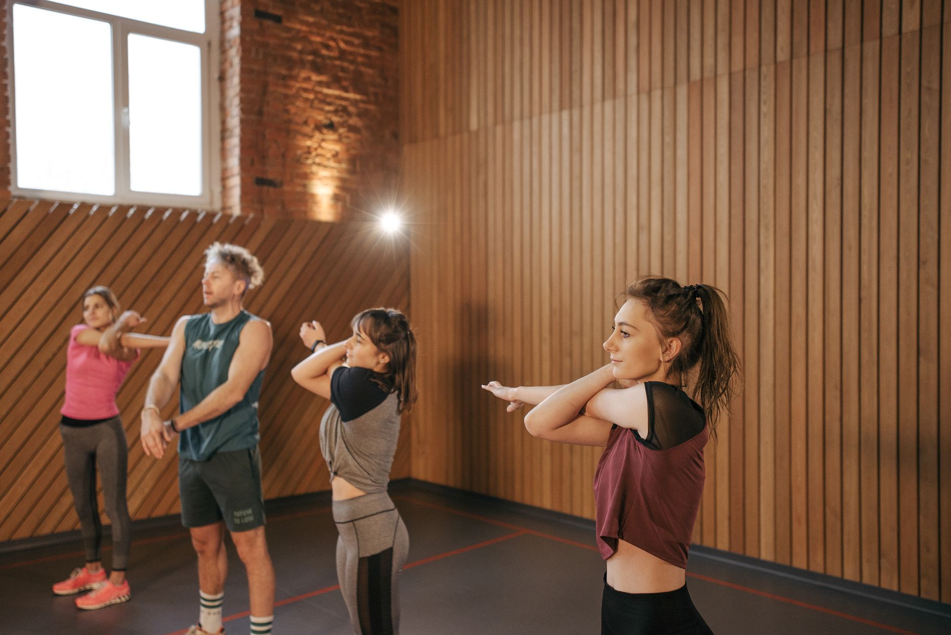 An energetic group fitness class in session
