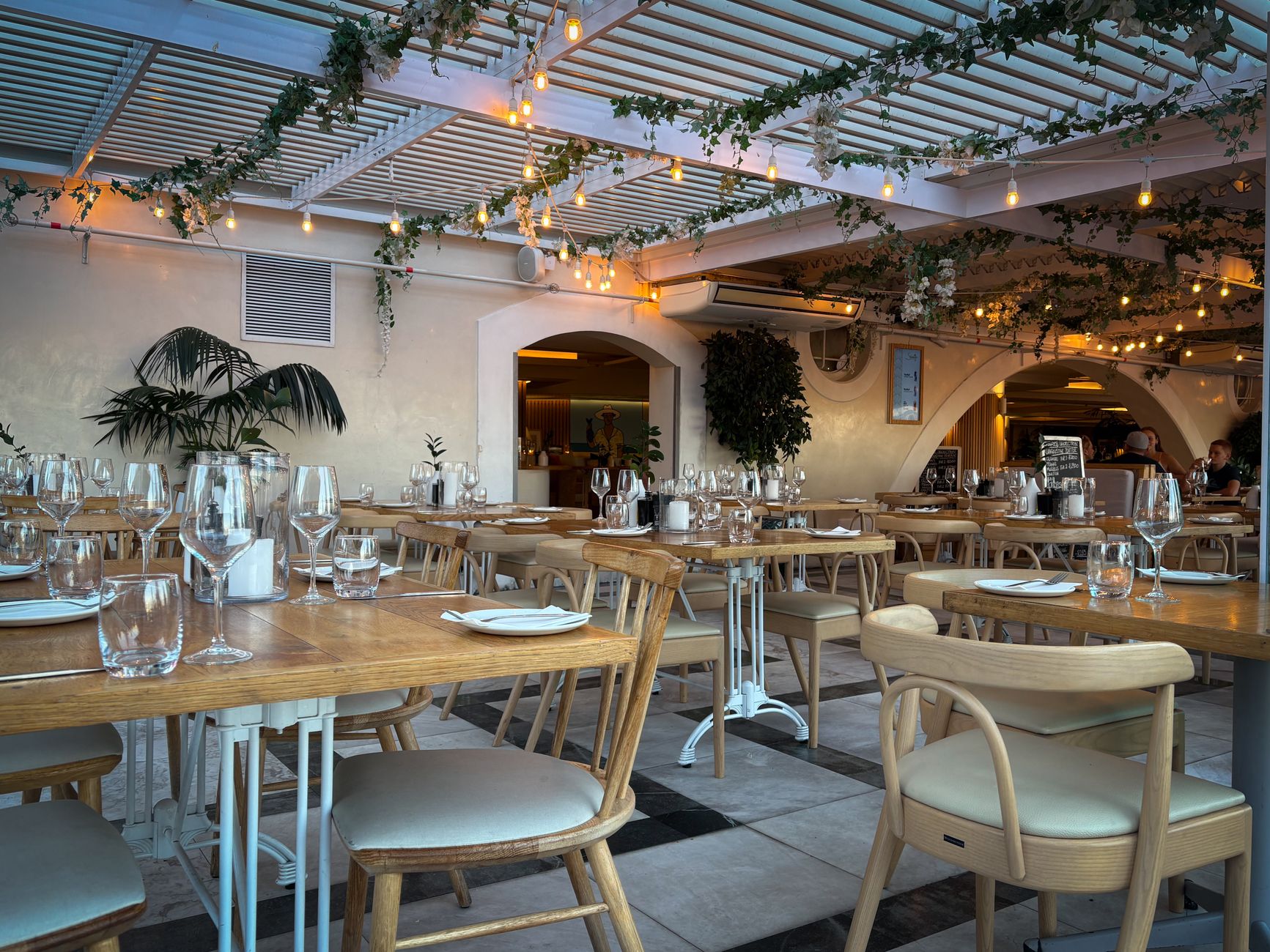 A warm, inviting restaurant dining room