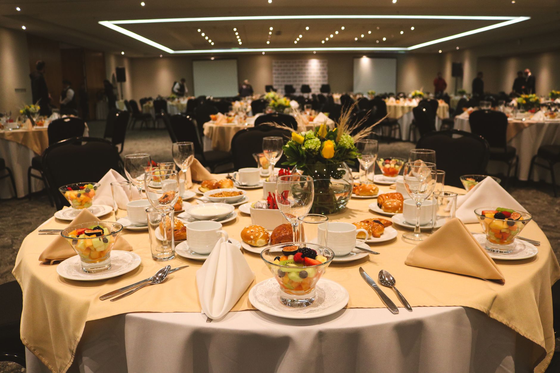 A table set for a private event and catering